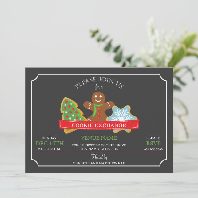 Christmas Cookie Exchange Invitation (Standing Front)
