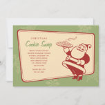 Christmas Cookie Exchange Invitations<br><div class="desc">Christmas cookie exchange invitations with a fun retro style design featuring a vintage Santa with a tray of cookies. Customize the text to fit your holiday party needs.</div>