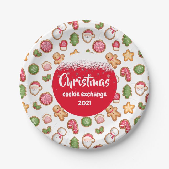 Christmas Cookie Exchange Paper Plate (Front)