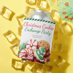 Christmas Cookie Exchange Party Festive Green Can Cooler