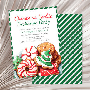 Christmas Cookie Exchange Party Festive Green  Invitation