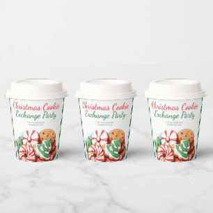 Christmas Cookie Exchange Party Festive Green  Paper Cups