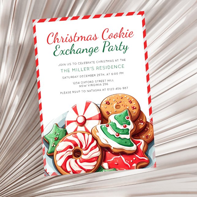 Christmas Cookie Exchange Party Festive Red  Invitation (Creator Uploaded)