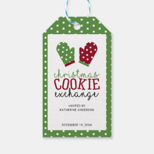 Christmas Cookie Exchange Party Green Polka Dots Gift Tags