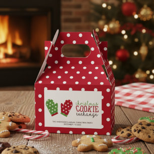 Christmas Cookie Exchange Party Holiday Oven Mitts Favor Box