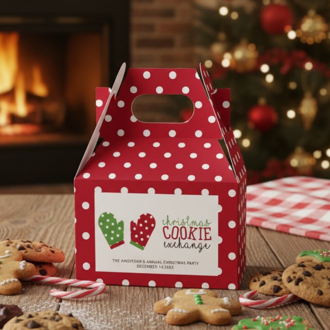 Christmas Cookie Exchange Party Holiday Oven Mitts Favor Box (Creator Uploaded)