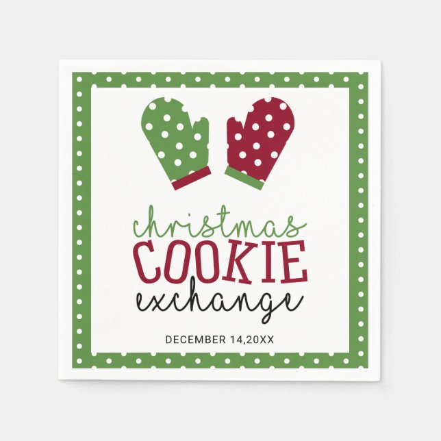 Christmas Cookie Exchange Party Holiday Oven Mitts Napkin (Front)