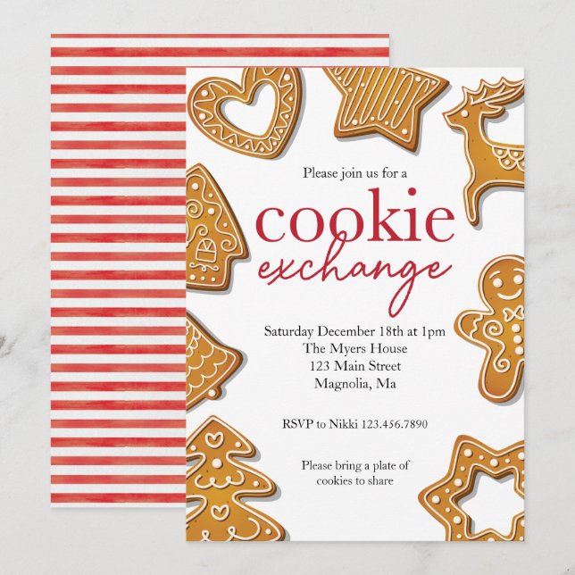 Christmas Cookie Exchange Party Invitation (Front/Back)