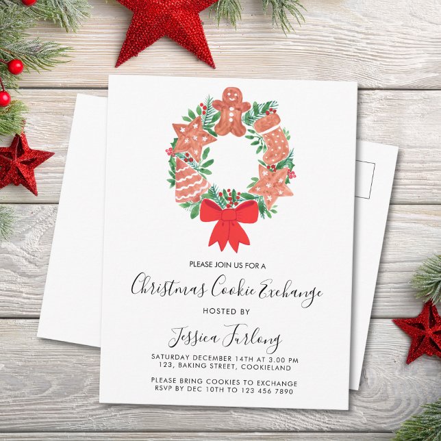 Christmas Cookie Exchange Party  Invitation Postcard (Creator Uploaded)