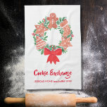 Christmas Cookie Exchange Party Kitchen Towel<br><div class="desc">This cute and charming kitchen towel will be perfect for your Cookie Exchange party. It is printed with a decorative watercolor of a festive wreath of Christmas cookies. Give it as a party favour. Customize this kitchen towel with your name and year. Enjoy the holiday fun! Original Watercolor © Michele...</div>