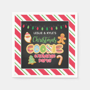 Christmas Cookie Exchange Party Napkin - Black Bkd