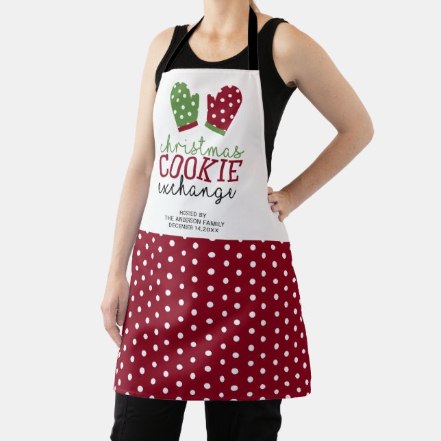 Christmas Cookie Exchange Party Oven Mitts Holiday Apron (Insitu)