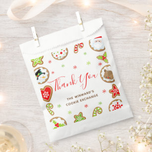 Christmas Cookie Exchange Party Red Thank You Favour Bag
