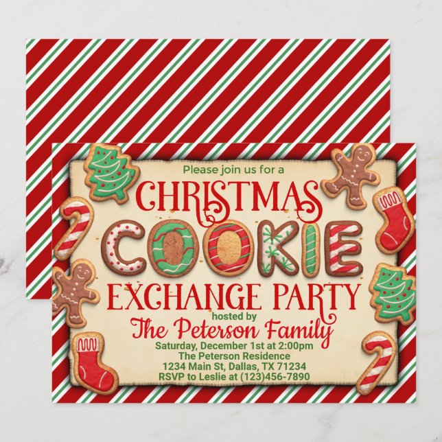 Christmas Cookie Exchange Swap Party Invitation (Front/Back)