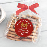 Christmas Cookie Exchange Swap Party Thank You Classic Round Sticker<br><div class="desc">Annual Christmas cookie exchange party thank you sticker with a red and white design and illustrations of ginger beard cookies.</div>