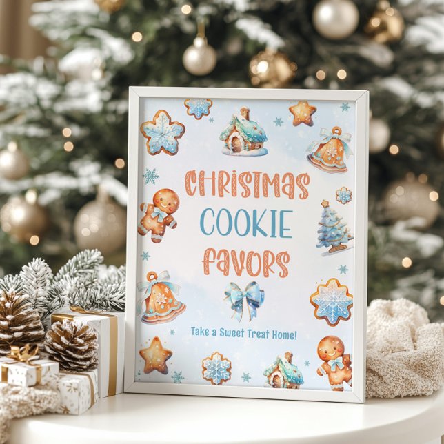 Christmas Cookie Favours Blue  boy Birthday party Poster (Creator Uploaded)
