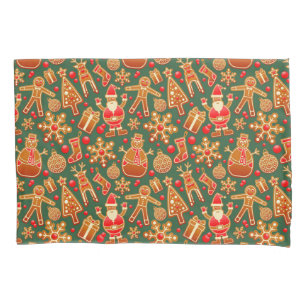 Christmas Cookie Fun Holiday Items on Green Pillowcase