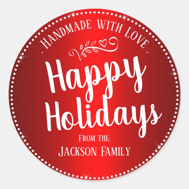 Christmas Cookie Gift Custom Family Name Classic Round Sticker (Front)