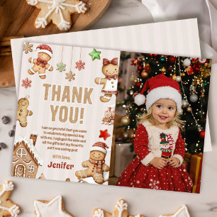 Christmas Cookie Gingerbread Birthday Photo Thank You Card