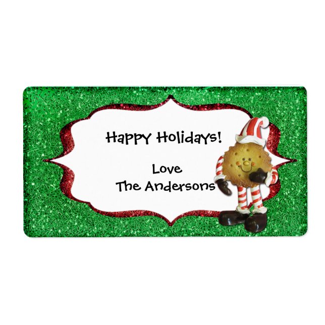 Christmas Cookie Glitter label - green (Front)