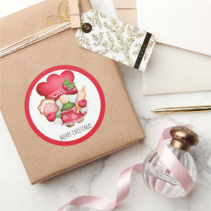 Christmas Cookie Gnome Classic Round Sticker