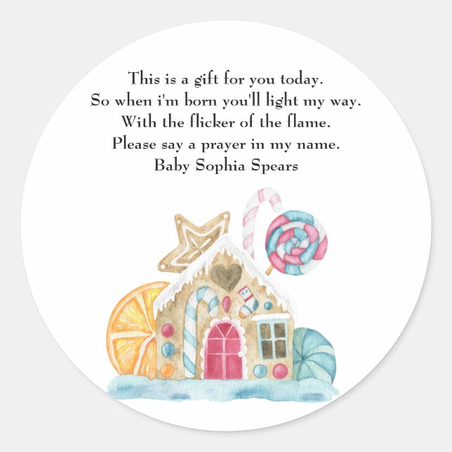 Christmas cookie house -  Prayer candle label (Front)