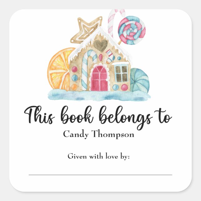 Christmas cookie house - this book belongs to square sticker (Front)
