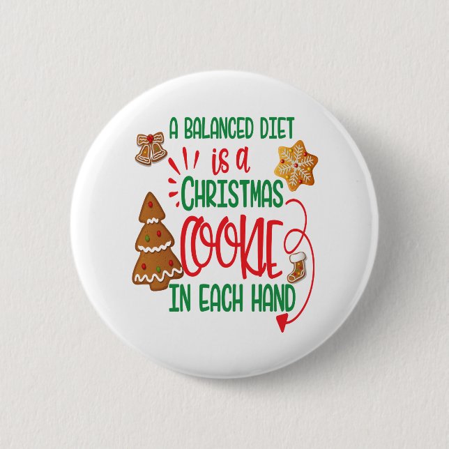 Christmas cookie in each hand 2 inch round button (Front)