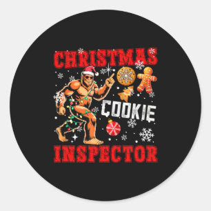 Christmas Cookie Inspector Xmas Santa Bigfoot Funn Classic Round Sticker