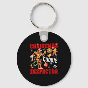 Christmas Cookie Inspector Xmas Santa Bigfoot Funn Keychain