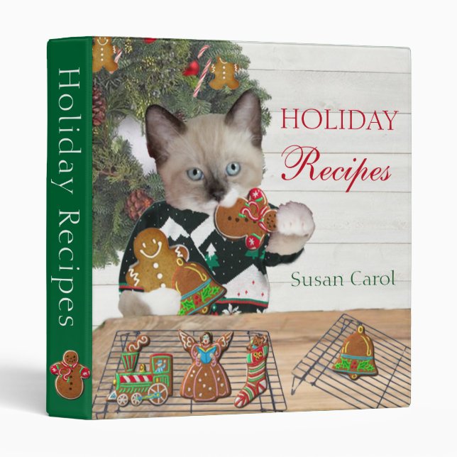Christmas Cookie Kitten Personalized Recipe Binder (Front/Spine)