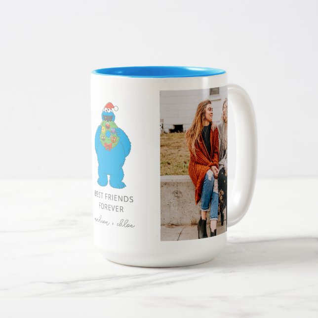 Christmas Cookie Monster | Best Friends - Photo Two-Tone Coffee Mug (Front Right)