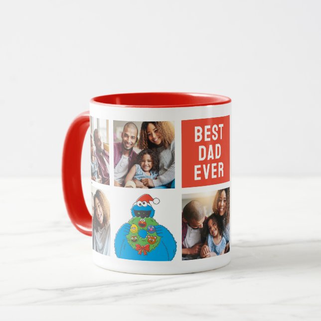 Christmas Cookie Monster | Dad - Photo Collage Mug (Front Left)
