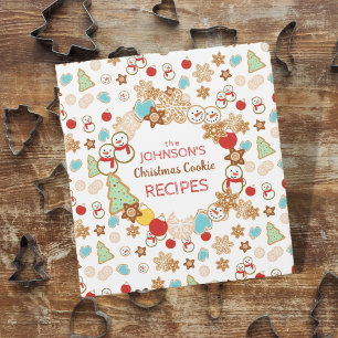 Christmas Cookie Patterned Holiday Recipe Book Binder