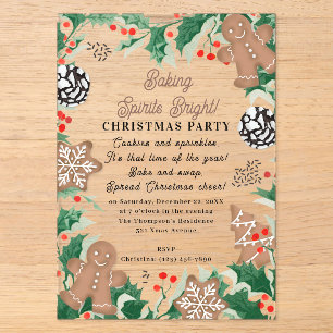 Christmas Cookie Swap Baking Spirits Bright Acrylic Invitations