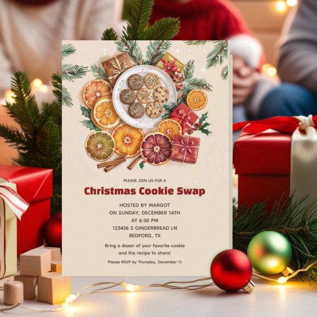 Christmas Cookie Swap Invitation Card Holiday Dece (Creator Uploaded)