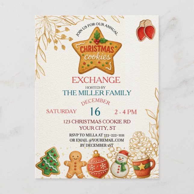 Christmas Cookie Swap Invitation – Holiday Baking  (Devant)