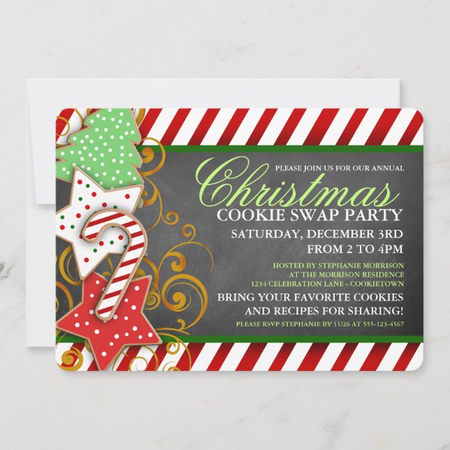 Christmas Cookie Swap Party Invitation (Front)
