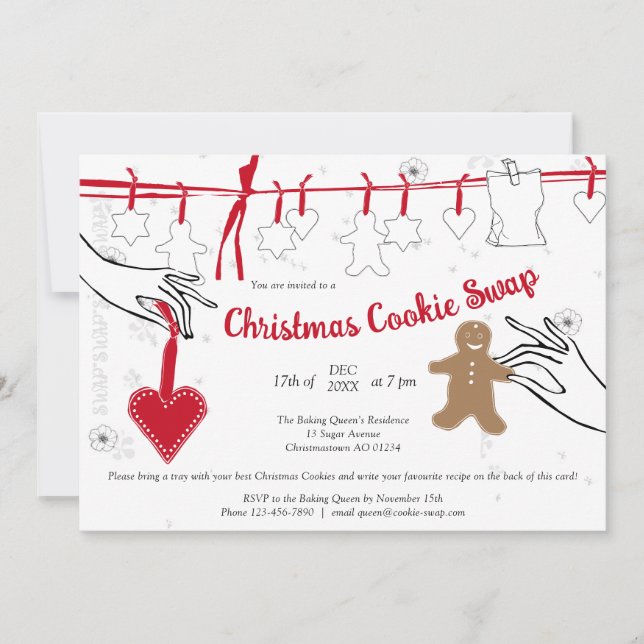 Christmas Cookie Swap Party Invitation (Front)