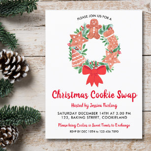 Christmas Cookie Swap Party Invitation Postcard