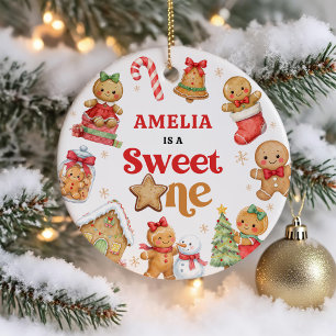 Christmas Cookie Sweet One 1st Birthday Ceramic Ornament