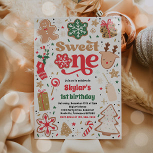 Christmas Cookie Sweet One 1st Birthday Party Invitation