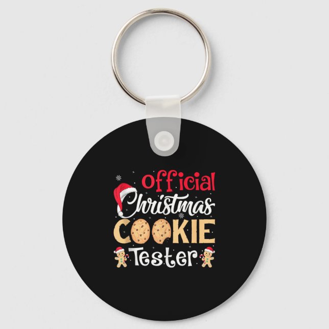 Christmas Cookie Tester Funny Baking Crew Xmas Tan Keychain (Front)