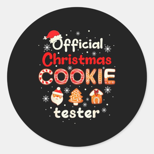 Christmas Cookie Tester Taster Baking Crew Toddler Classic Round Sticker (Front)
