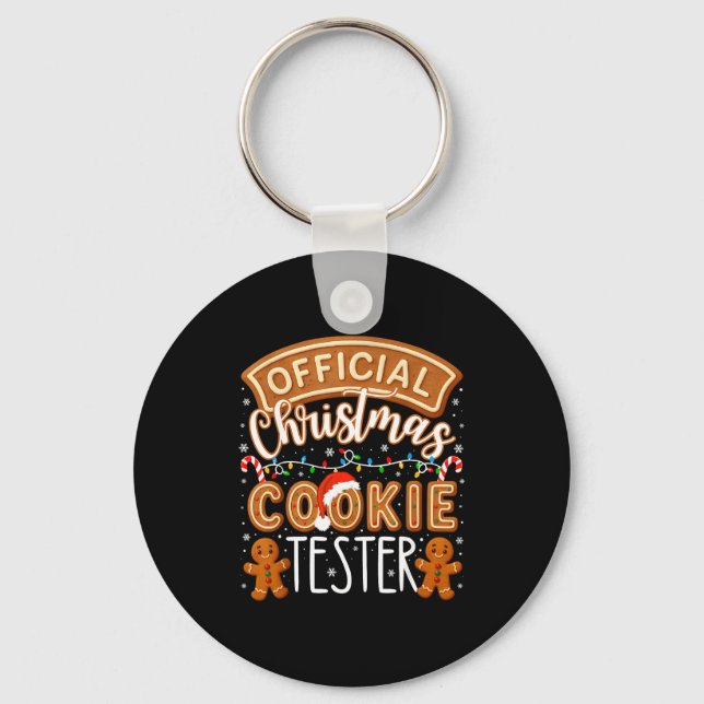 Christmas Cookie Tester Taster Funny Family Baking Keychain (Front)