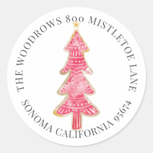 Christmas Cookie Tree Return Address Classic Round Sticker
