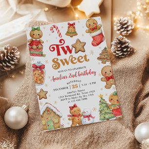 Christmas Cookie Two Sweet 2nd Birthday Party Invitation