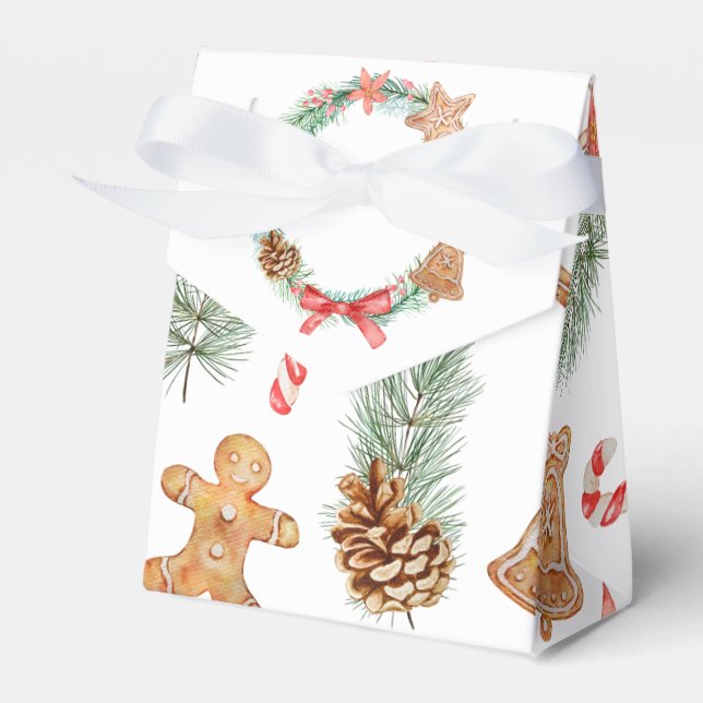 Christmas Cookie Wreath Baby Shower Favor Box (Front Side)