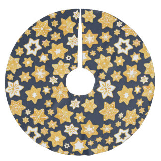 Christmas Cookie Wreath with Blue Grey Background Brushed Polyester Tree Skirt