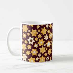 Christmas Cookie Wreath with Burgundy Background Coffee Mug